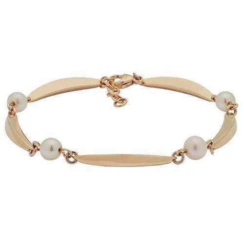 Image of Siersbøl 8 karat guld banan med perle armbånd med blank overflade